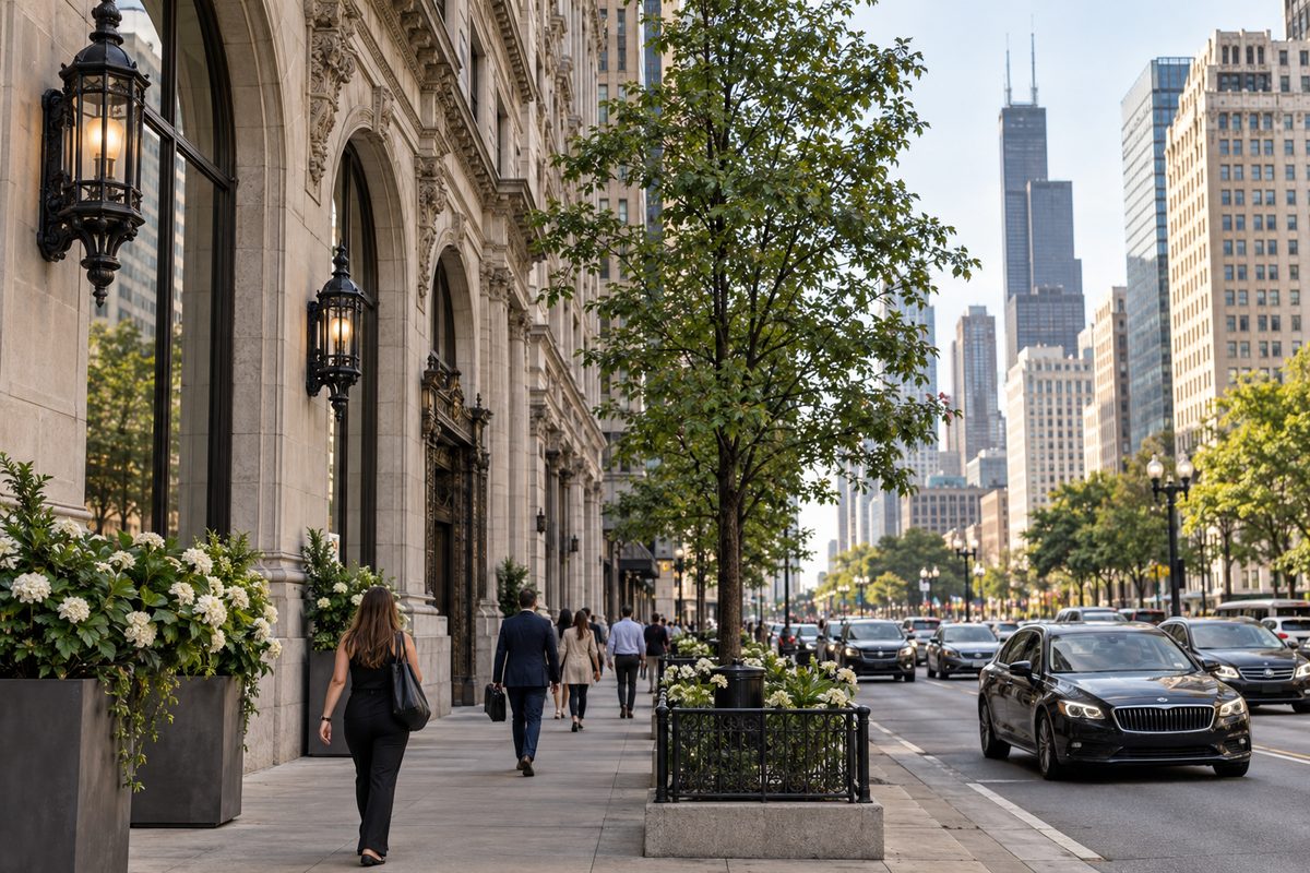 South Michigan Avenue commercial corridor near 720 South Michigan Avenue in Chicago.